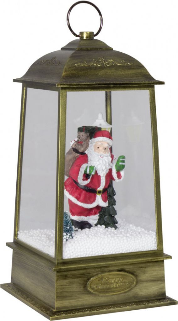 Christmas Paradise Schneiende LED Laterne Motiv Santa, gold, INNEN