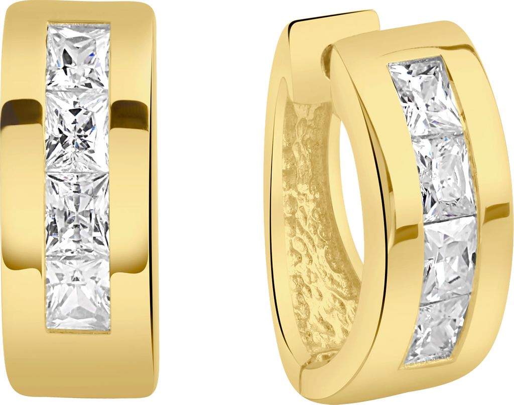 Zeeme Silber Creolen 925/- Sterling Silber 1,5cm gelb Zirkonia weiß 360210264V