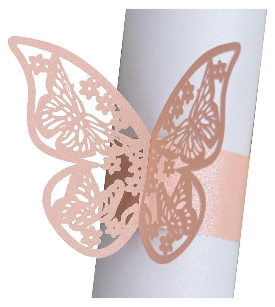 50 Stück Laser Cut 3D Schmetterling Papier Serviettenringe, Einweg-Papierhalter Hochzeit Serviettenband Für Haus Küche Essen Brautdusche Party
