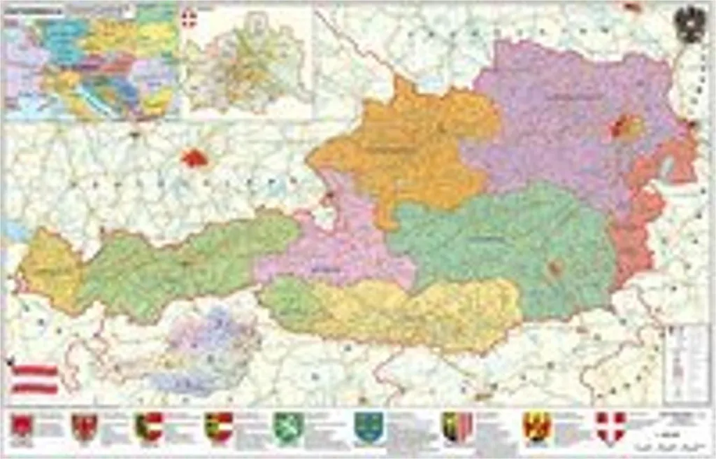 Carte de l'Autriche politique format A1 plastifiée pour bureau et étude