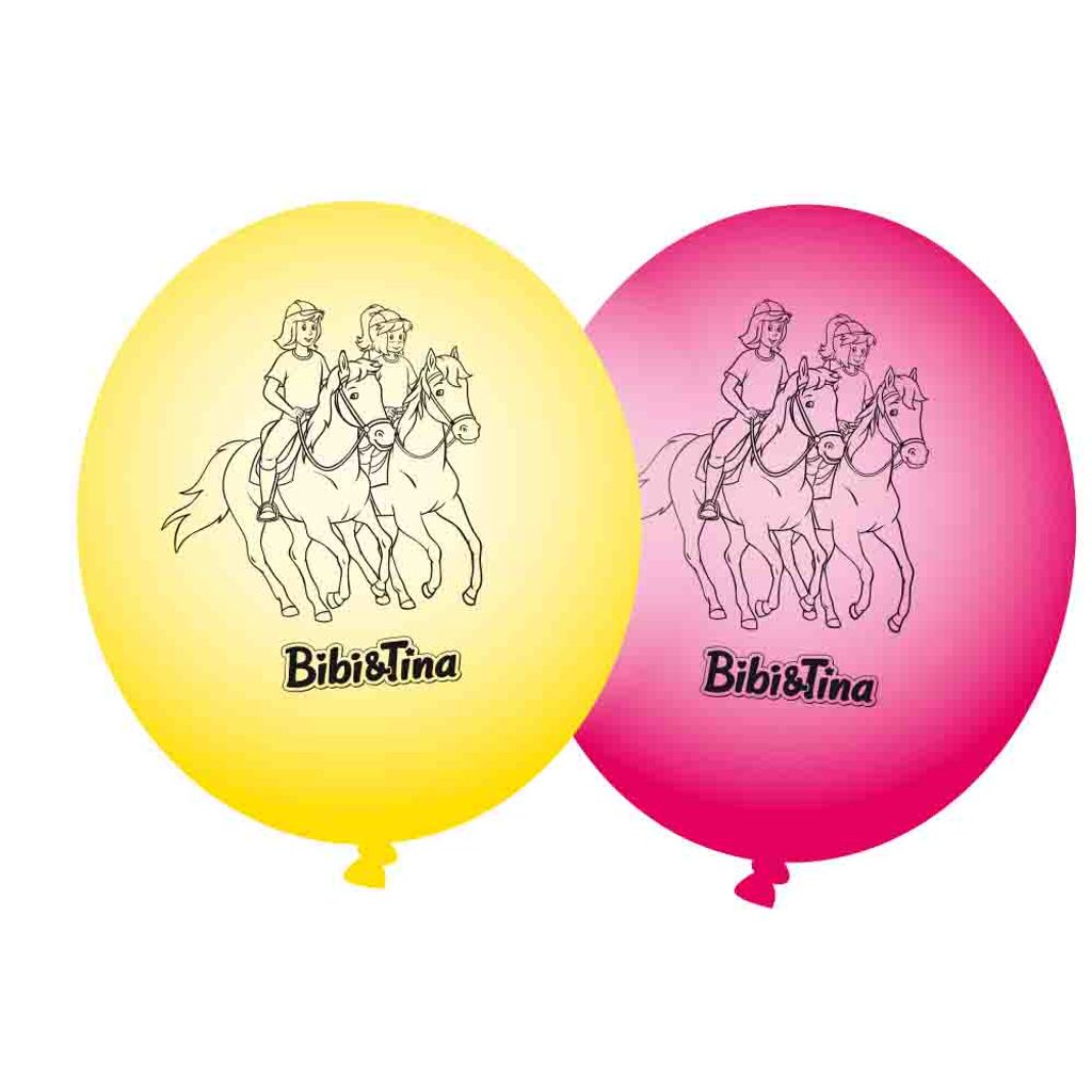 8 Bibi und Tina Latexballons gelb-pink 90cm