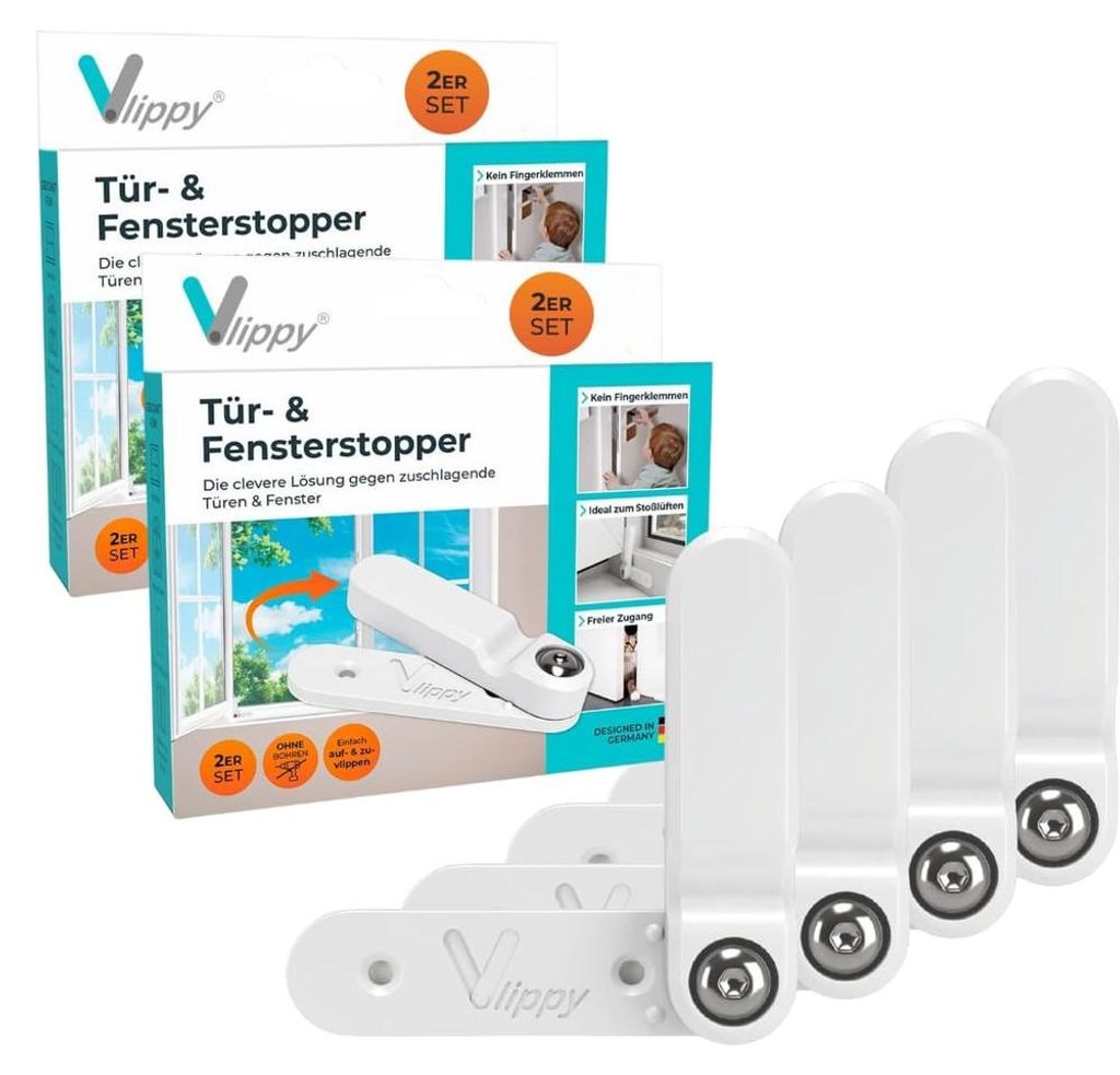 Vlippy Tür- & Fensterstopper weiß 4er-Set Produktbild 