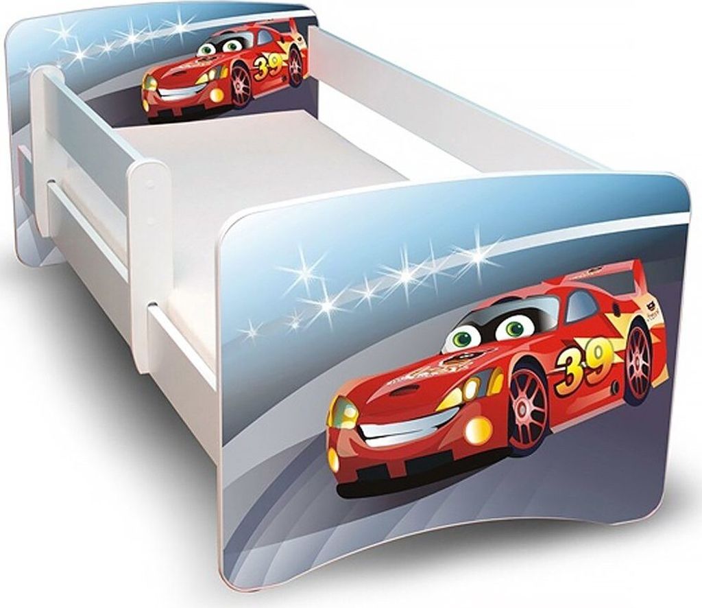 Best for Kids Kinderbett 90x180 cm mit Matratze und Rausfallschutz Cars 2