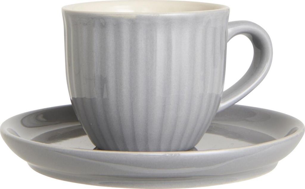 Espressotasse mit Untertasse MYNTE French Grey 135ml Steingut grau Ib Laursen WA