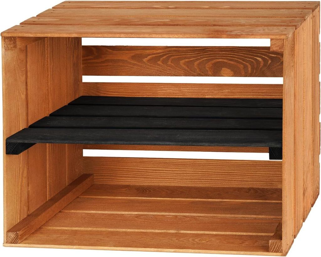 PINEEA Horizontale Holzkiste Regal 50x40x30 - Obstkiste Holz - Weinkisten Deko - Vintage Holzbox Geflammt