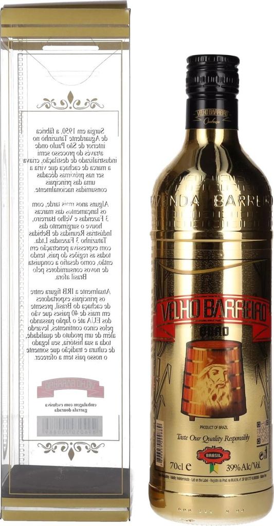 Velho Barreiro OURO Cachaça 39% Vol. 0,7l in Geschenkbox Produktbild 