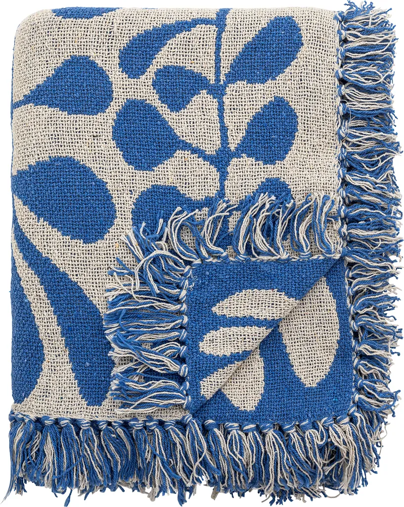 Jeté de lit bleu en coton recyclé éco-conçu pour chambre parentale - 2