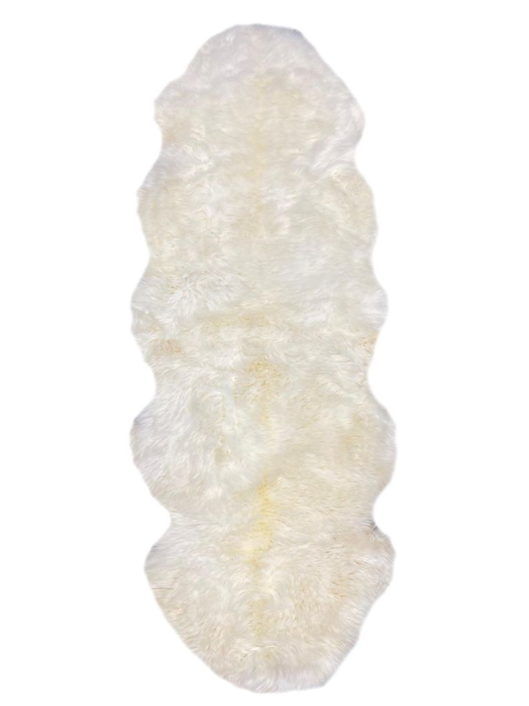 walexo Echtes Lammfell Teppich Läufer – Weiches Naturfell, , Sofaüberwurf, Bettvorleger, Wohnaccessoire, Weiß 190 cm