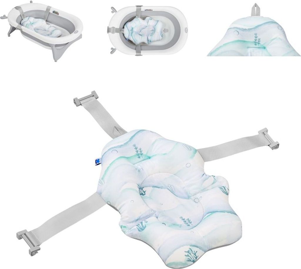 Kikkaboo Baby Badekissen Nubo Wannenauflage Badehilfe Kunststoff-Clips ab Geburt türkis