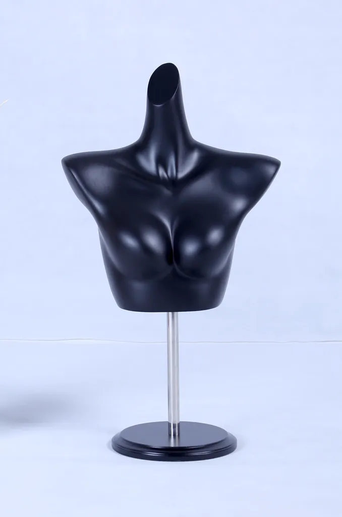 Mannequin Femme Stable sans Tête Noir Mat avec Socle Métal Anti-Chute