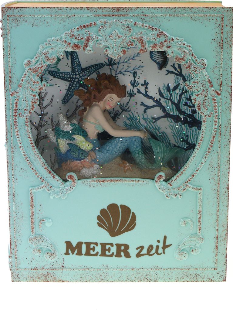 Meerjungfrau LED-Buch-Schneekugel mit Glitzerwirbel, Produktbild 