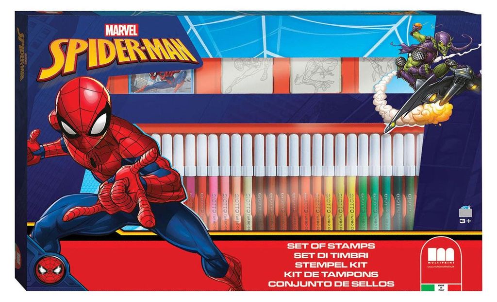 Multiprint Spiderman Malset mit Stempeln - 41-teiliges Bastelset