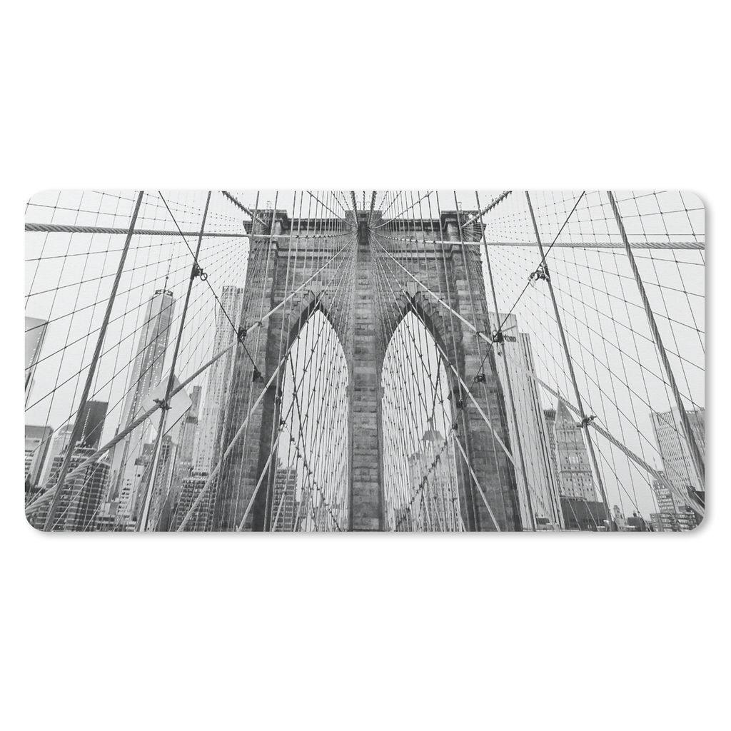 MuchoWow Schreibtischunterlage Brooklyn Bridge - Brücke - Architektur - Gebäude 80x40 cm - XXL Mauspad - Gaming Mauspad