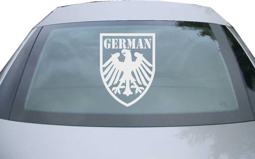 Indigos UG - Aufkleber Heckscheibe & Motorklappe DE7018 - silber - 600x450 mm - Deutschland - deutscher Adler - Auto Scheiben Fenster Heckklappe Tu...