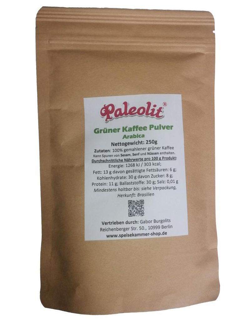 Rohkaffee Grüner Kaffee Pulver 250 g 100% Arabica Rohkaffee Produktbild 