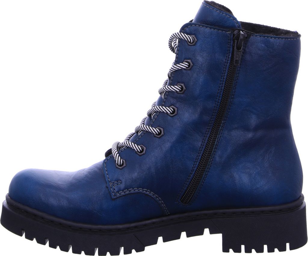 Biker Boots Rieker Stiefelette Blau Leder Rieker Damenschuhe