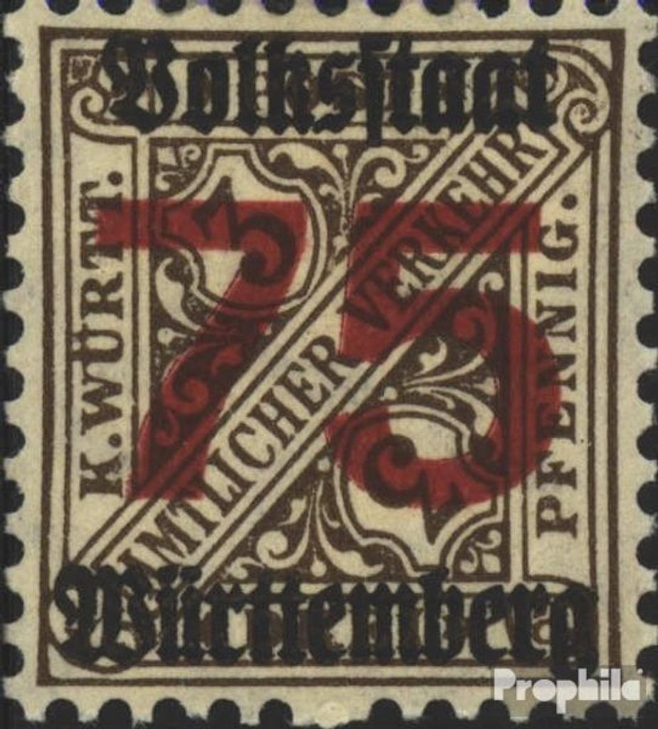 Briefmarken Württemberg 1919 Mi D271X (kompl.Ausg.) mit Falz Ziffern in Schildern