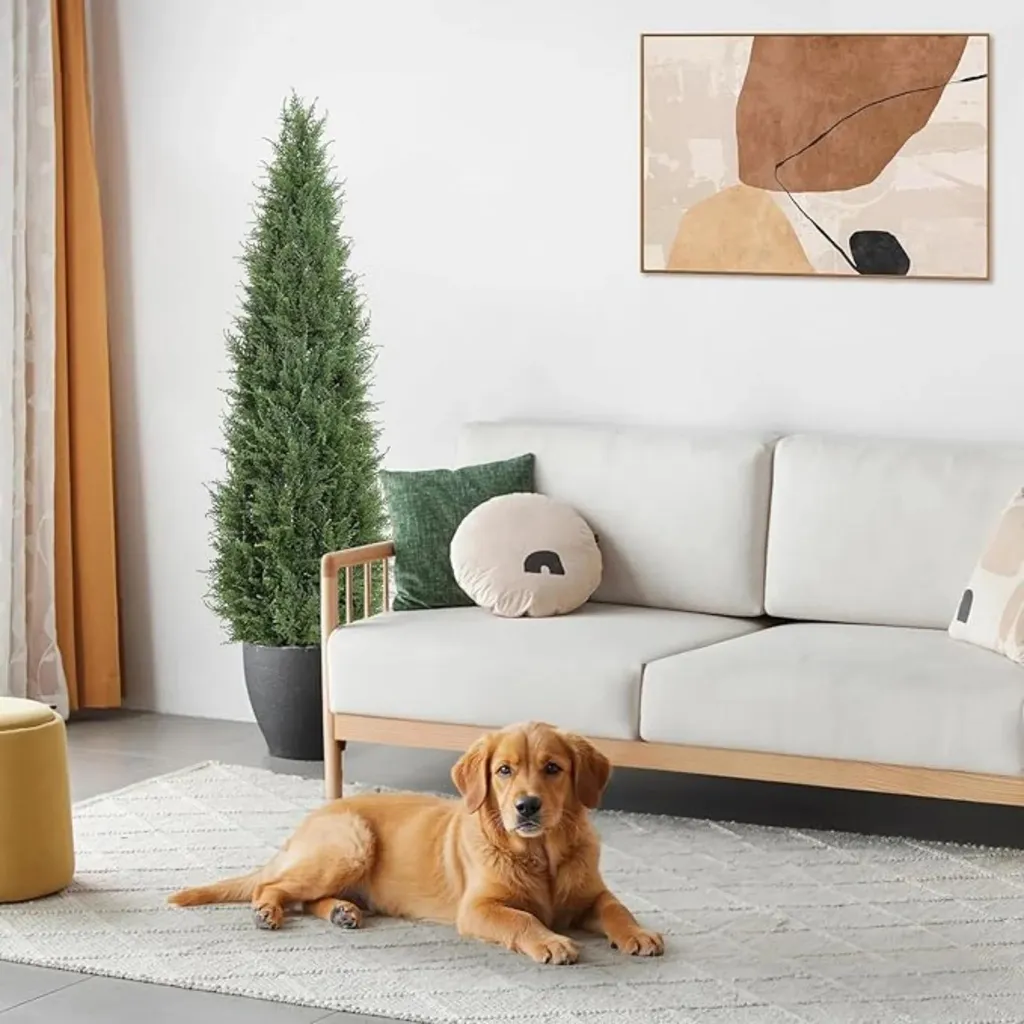 Décoration Intérieure : Lot de 2 Cèdres Artificiels Blancs Taillés 90cm