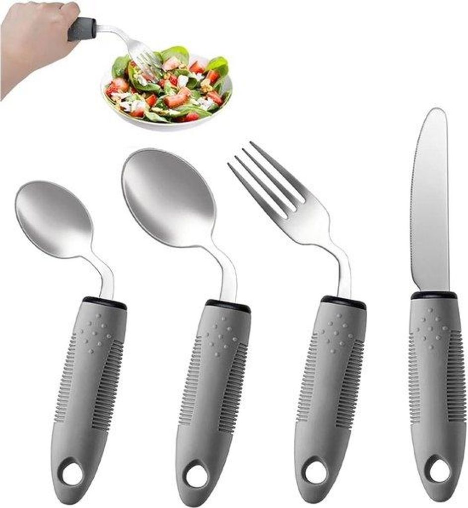Set di posate ergonomiche, 4 pezzi - Posate con forma curva Immagine del prodotto 