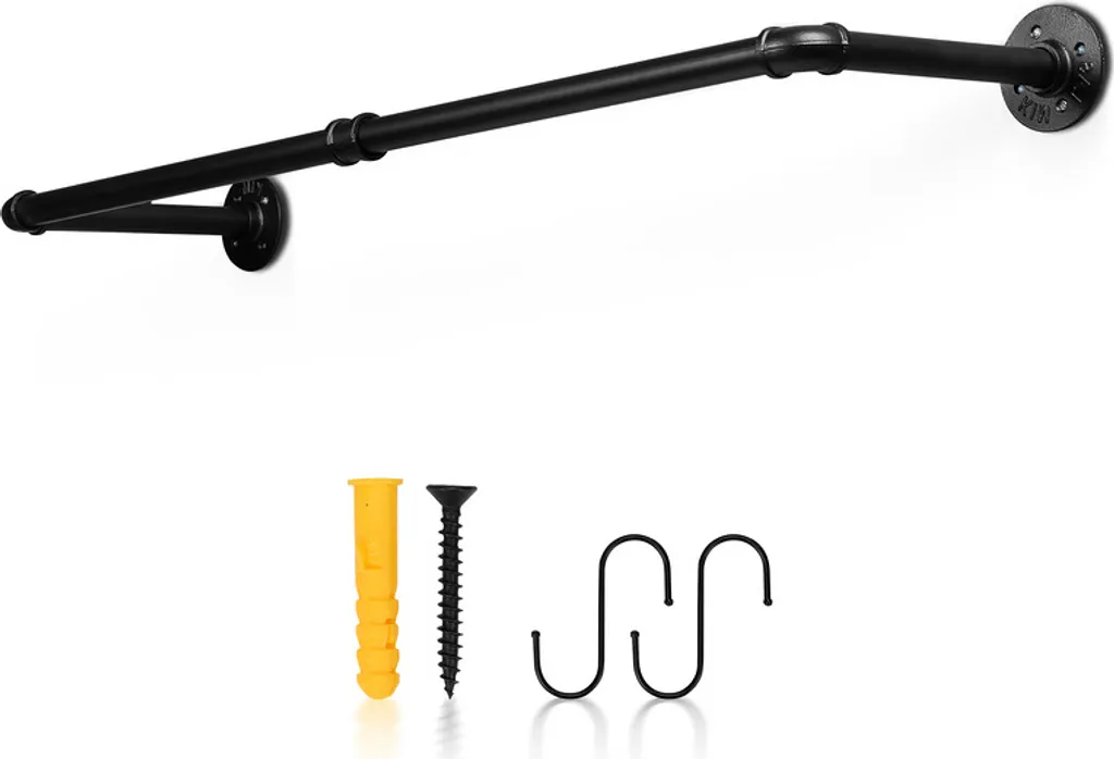 Fiqops Asta Guardaroba a Muro 92x25cm - Supporto Vestiti Ferro 65kg