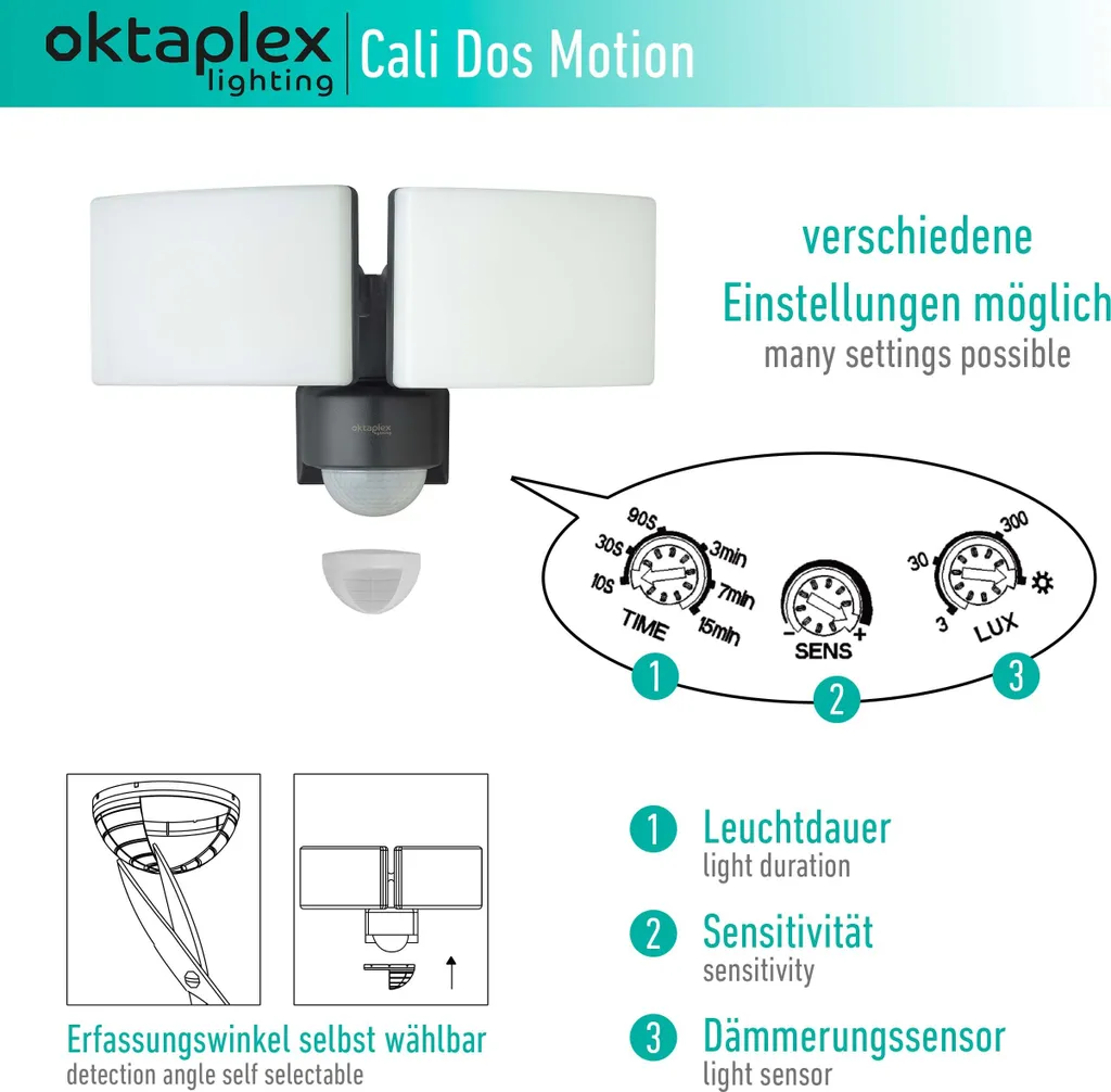Applique murale LED détection mouvement 230V IP65 3200lm blanc chaud
