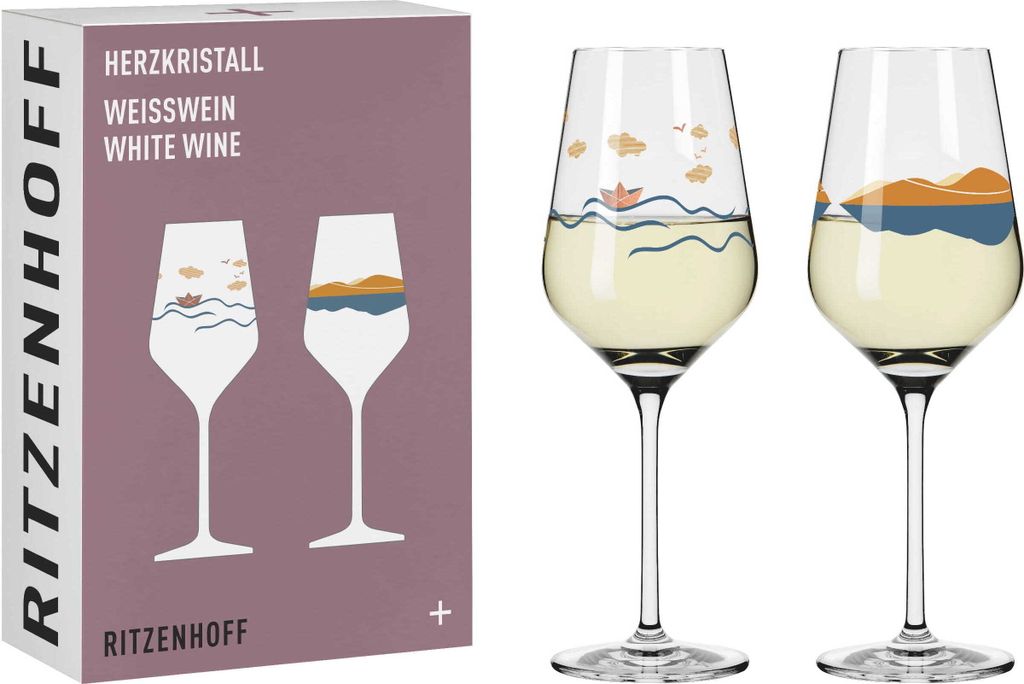 HERZKRISTALL WEIßWEINGLAS-SET H23 VON AURÉLIE GIROD | APPLEFIELD
