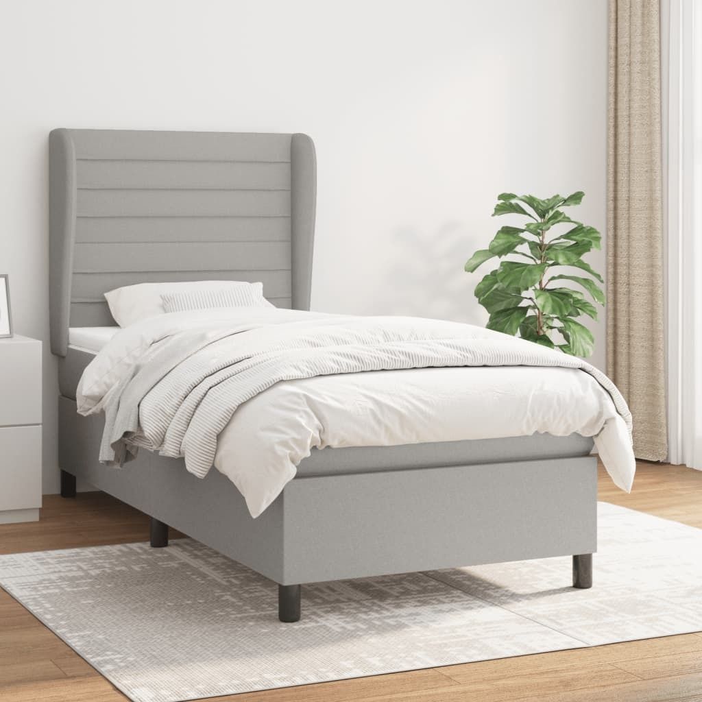 Maison Exclusive - Boxspringbett mit Matratze Hellgrau 90x200 cm Stoff