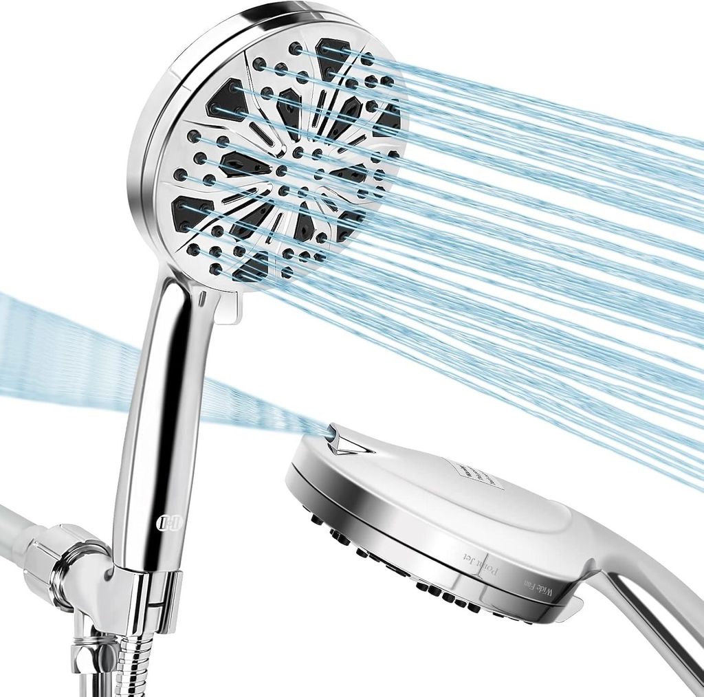 Duschkopf, 10-Modus-Wasserspar-Hochdruck-Duschkopf, Badezimmer-Duschkopf (1,5 m Duschschlauch/Anti-Verstopfungs-Düse), eingebaute 2 leistungsstark...