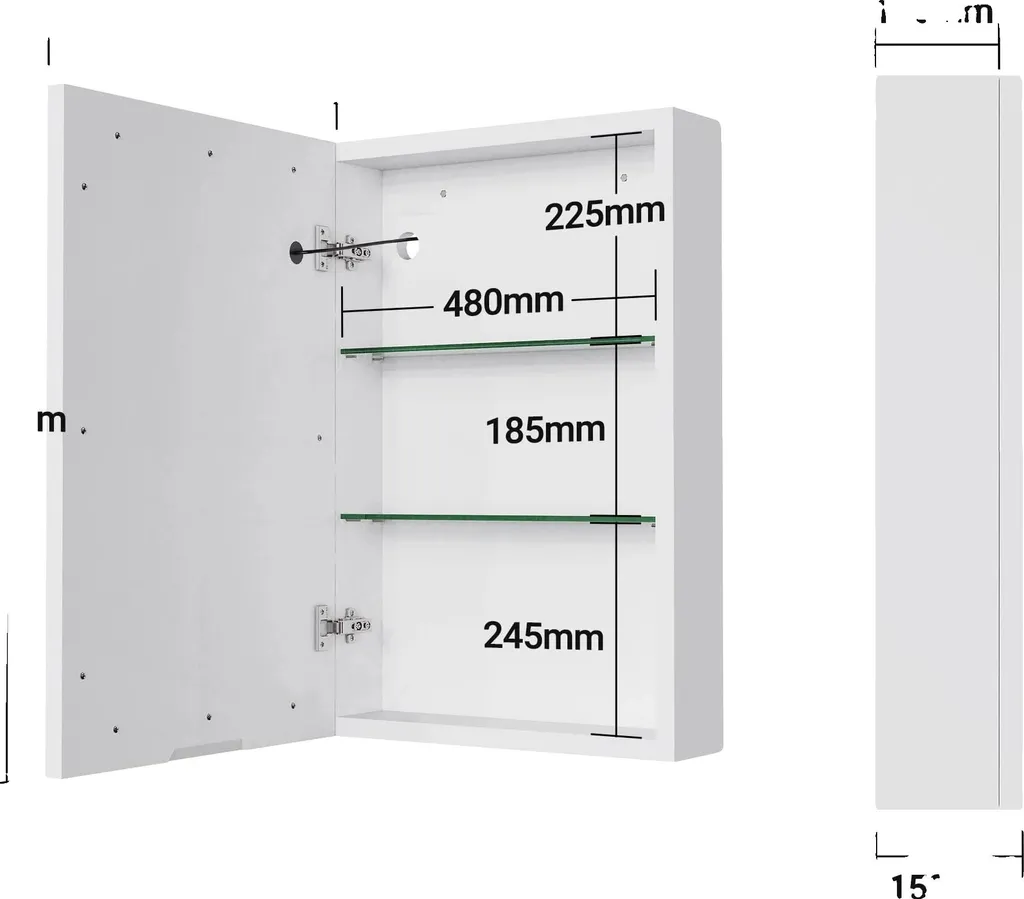 Miroir LED 50 x 70 cm avec étagères pour optimiser une petite salle de bain
