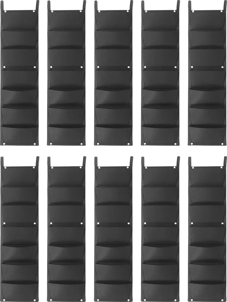 Fioriera Verticale da Parete 7 Tasche - Kit 10 Pezzi Feltro Traspirante