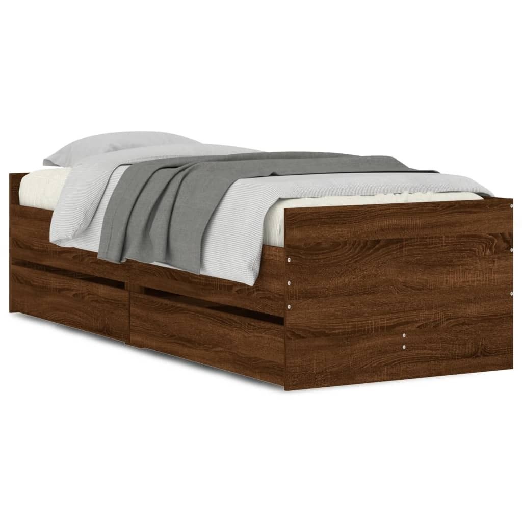 vidaXL Bett mit Schubladen Braun Eiche-Optik 75x190 cm