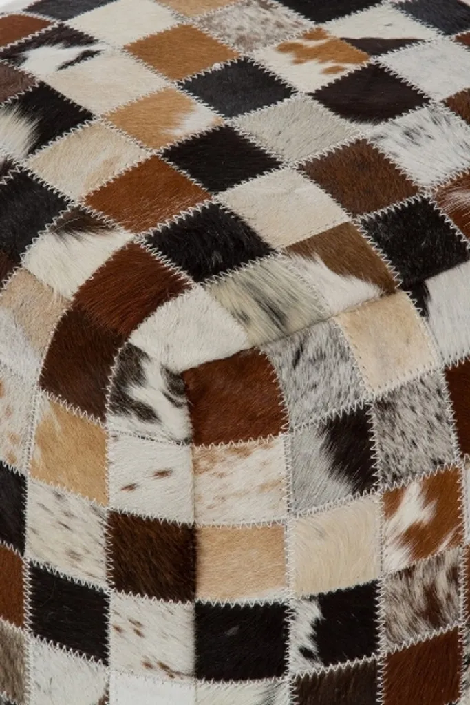 Pouf patchwork en fourrure multicolore Casa Padrino luxe 40cm