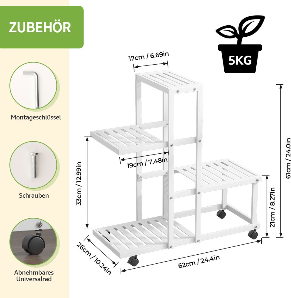 ZEECER Pflanzenständer Aus Metall – 38,1 Cm Hoher Runder Blumentisch Für Drinnen & Draußen (rostfrei)