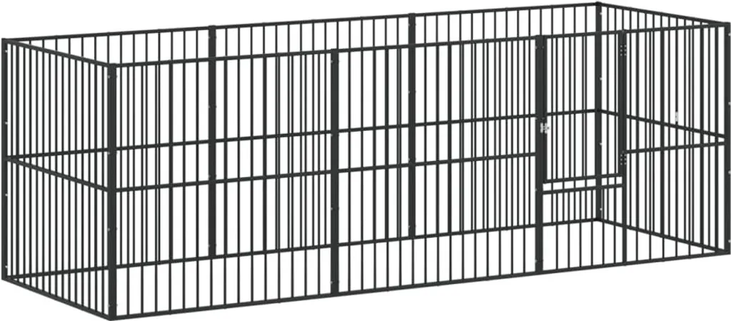 Parc pour chiens 8 pcs en acier galvanisé noir - Enclos modulable robuste