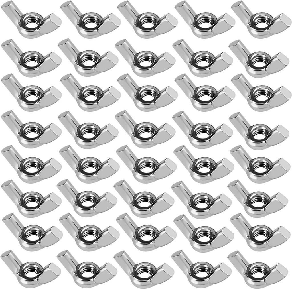 Flügelmutter M6, 120 Stück Schmetterlingsmutter, Hochwertige Flügelmuttern Sortiment Metrische Rostfreie Wing Nut, Flügelmutter Gewindegrößen...