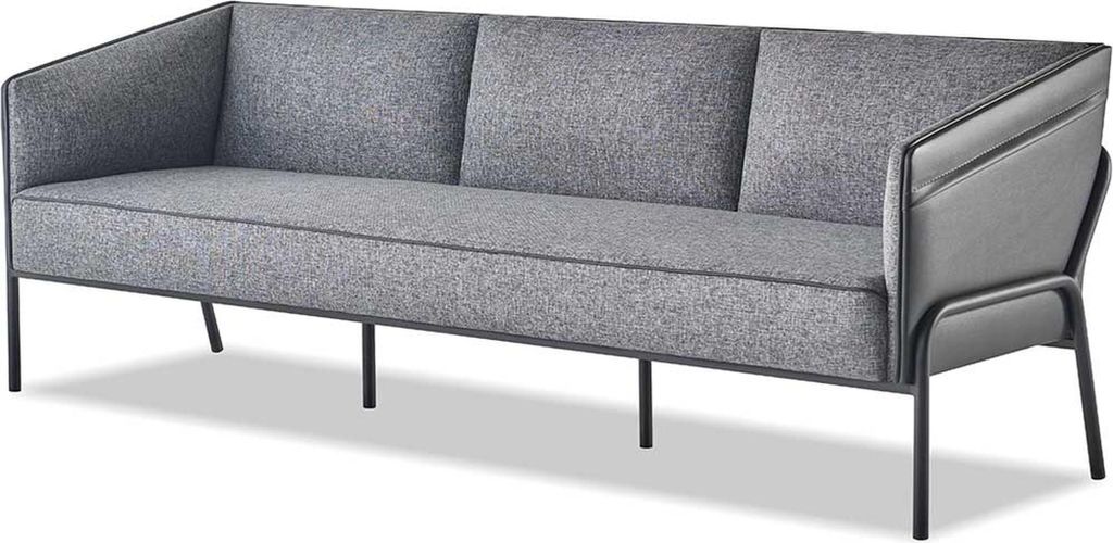 Ledersofa 3-Sitzer Grau Couch Modern Dreisitzig Textil Edelstahl Leder