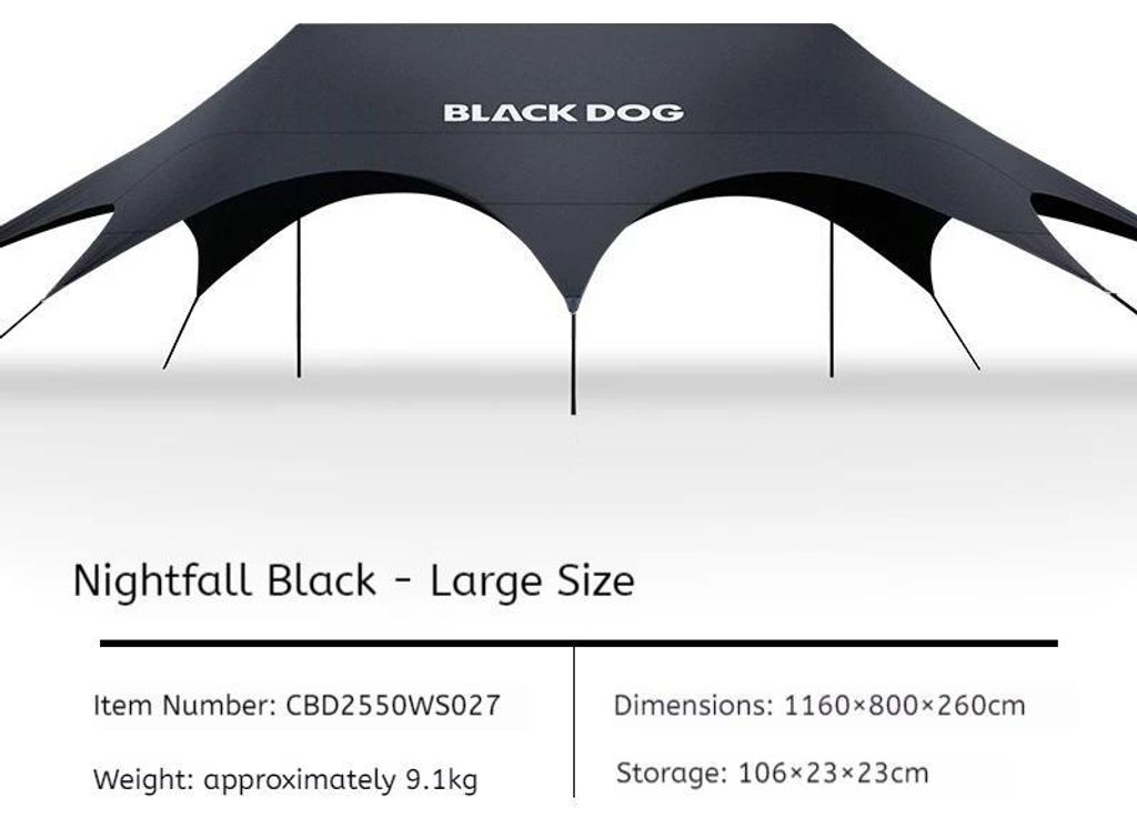 Camping Sonnensegel - Hexagonale Tarp Sonnenplane - Schnellaufbau Sonnendach - UPF UV-Schutz - Wasserdicht 3000 mm - Größe 1160x800x260 cm für 8...