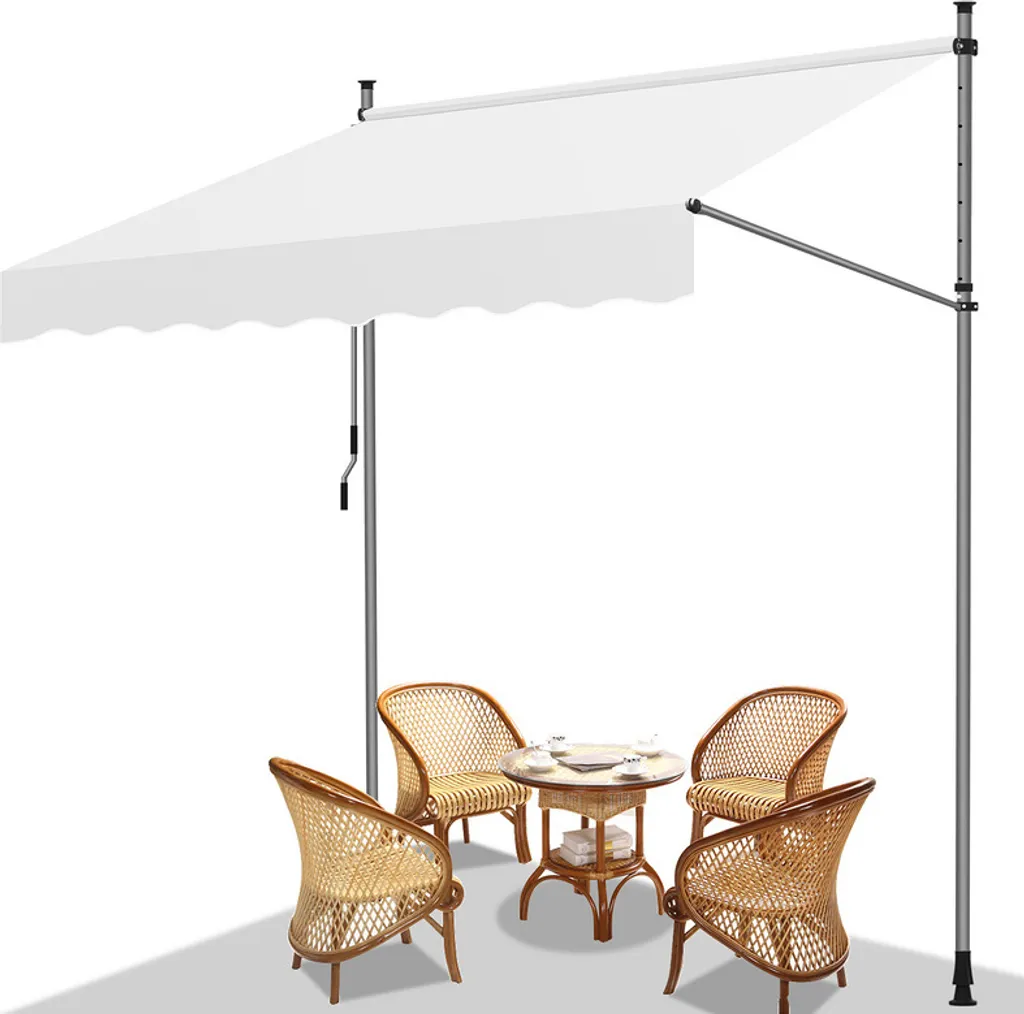 Tenda da sole TolleTour 200x120 cm Tenda da sole per balcone regolabile in altezza con manovella Protezione solare senza forature per terrazze e balconi Crema