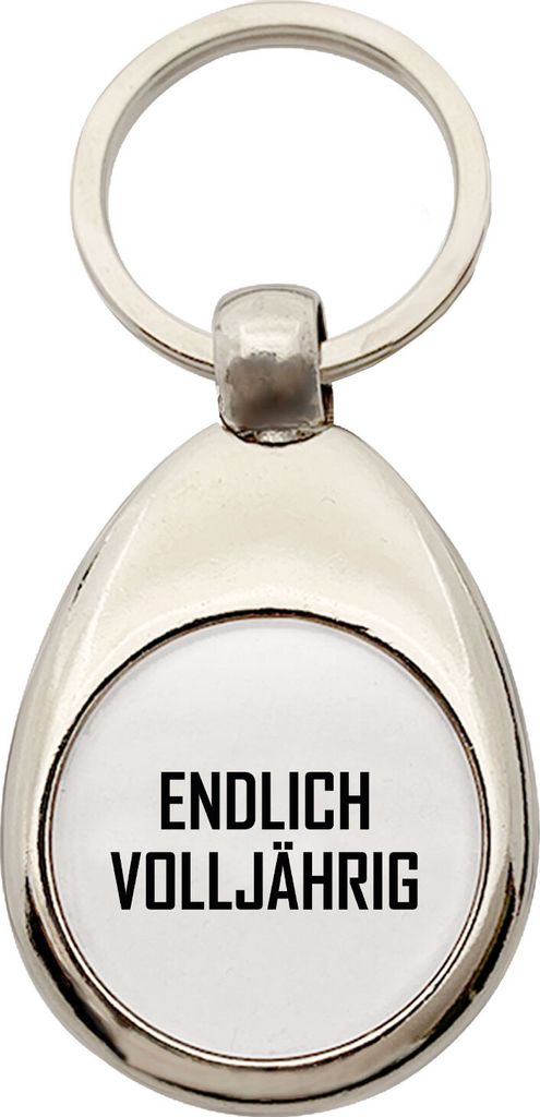 Huuraa Schlüsselanhänger Endlich Volljährig Schriftzug Metall Schlüsselring Einkaufswagenchip Geschenkidee