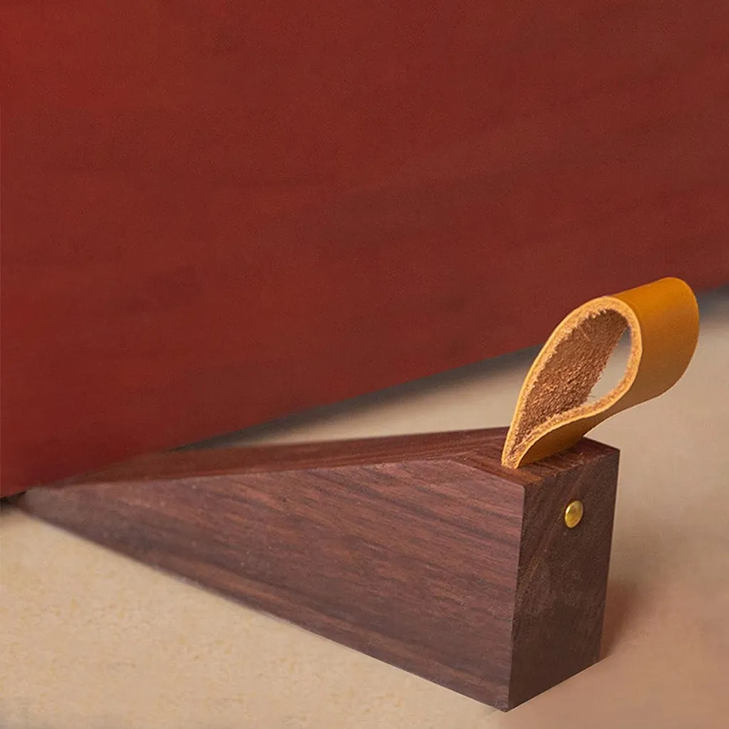 2er Pack Holz-Türstopper Mit Gummibasis - Rutschfeste Türkeile 9cm, Naturholz