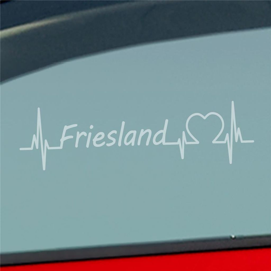 Auto Aufkleber Friesland Puls Herzschlag mit Ferien Region Motiv 19x5 cm Milchglas Sticker Heckscheibenaufkleber