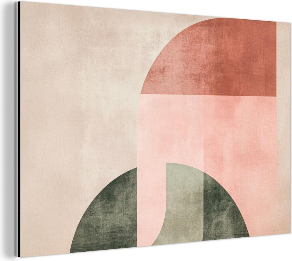 MuchoWow Wanddekoration Metall Metallbild Wandkunst 30x20 cm Kreis - Abstrakt - Rosa MuchoWow Aluminium Gemälde - Aluminiumgemälder