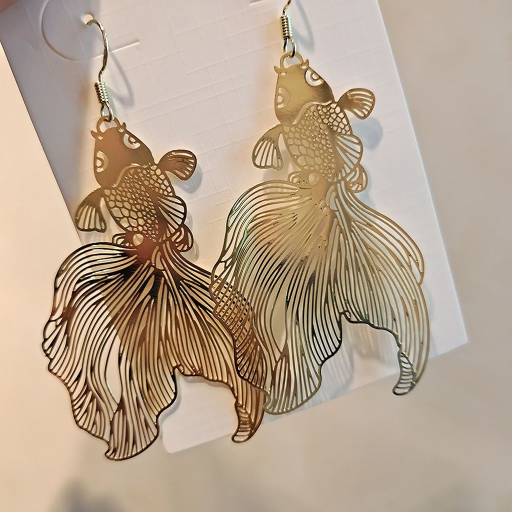 1 Paar Piercing Lebendige Legierung Frauen Ohrringe Chinesischen Stil Goldfisch Haken Ohrringe Schmuck Zubehör