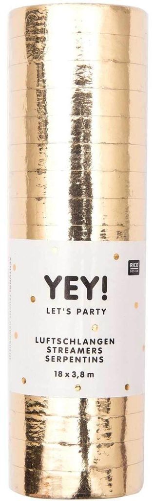 YEY! Let's Party Luftschlangen gold Produktbild 