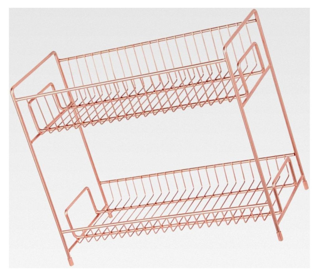 Kosmetik Organizer Regal aus Eisen in Roségold, zweilagig, platzsparend für Schreibtisch