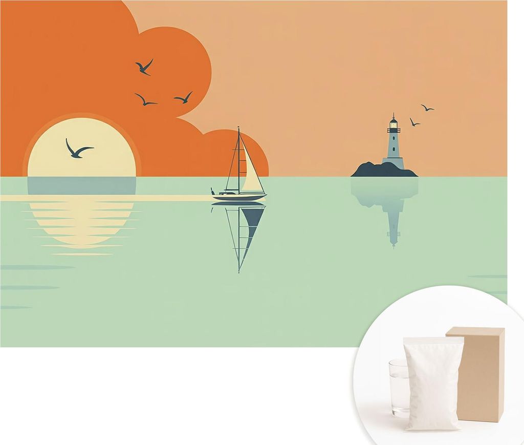 Fototapete - Wandbilder für Wohnzimmer - 152x104 cm - Dekorative Wandfolie - Modernes Design für Wanddekoration - Tapeten für Innenräume - Meer...