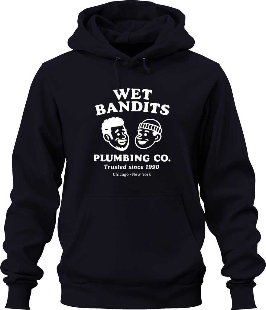 WET BANDITS PLUMBING CO Trusted since 1990 Klempner Harry Marv Uni Hoodie Kapuzenpullover, Navy, L