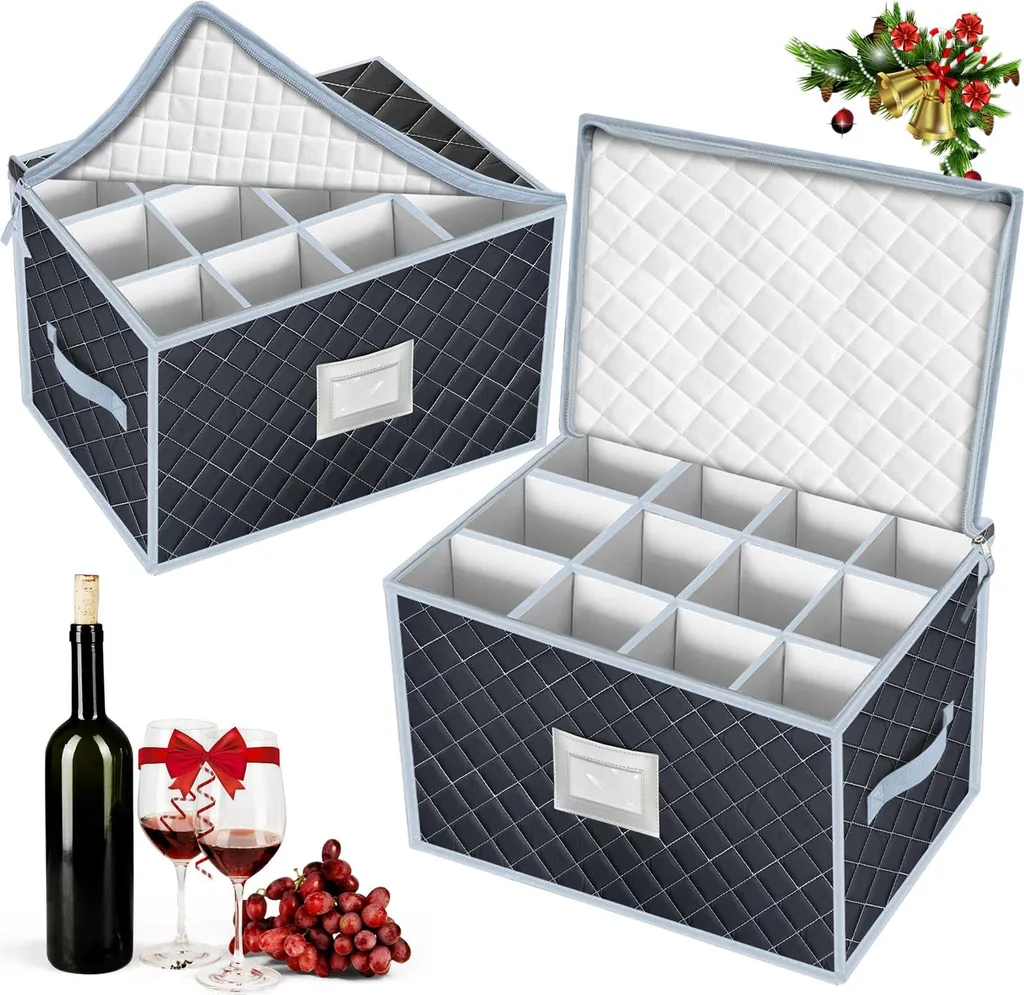 Housse de Protection pour Verres à Vin : Coffret de Stockage Pliable 2 Pcs