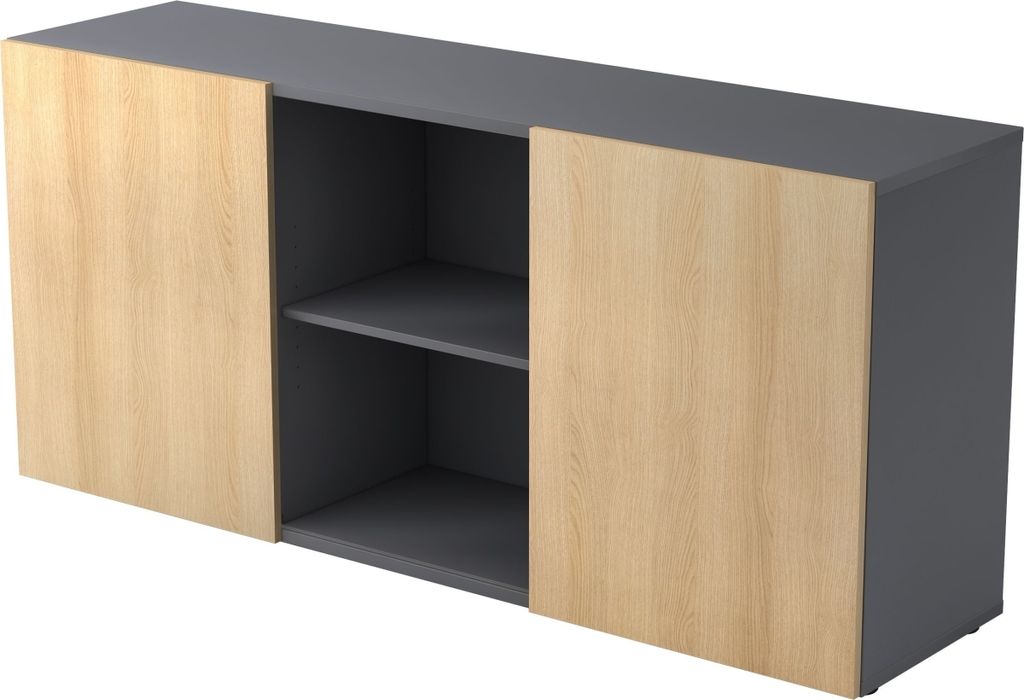 Hammerbacher Büroschrank Aktenschrank Sideboard Modell 1780 GE = Graphit-Eiche