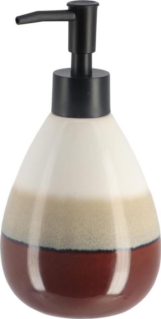 Tendance Seifenspender 370 ml beige weiß braun 9,5 cm x 9,5 cm x 17,5 cm Steingut